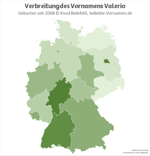 In Berlin und in Hessen ist der Name Valerio besonders beliebt.