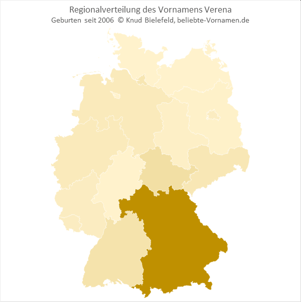 Besonders beliebt ist der Name Verena in Bayern.
