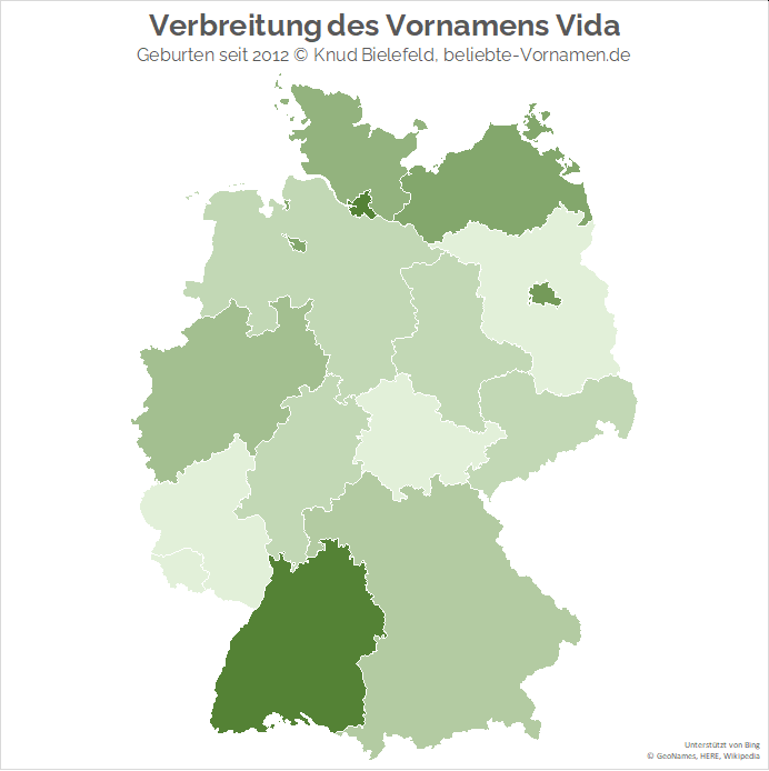 In Baden-Württemberg ist der Name Vida besonders beliebt.