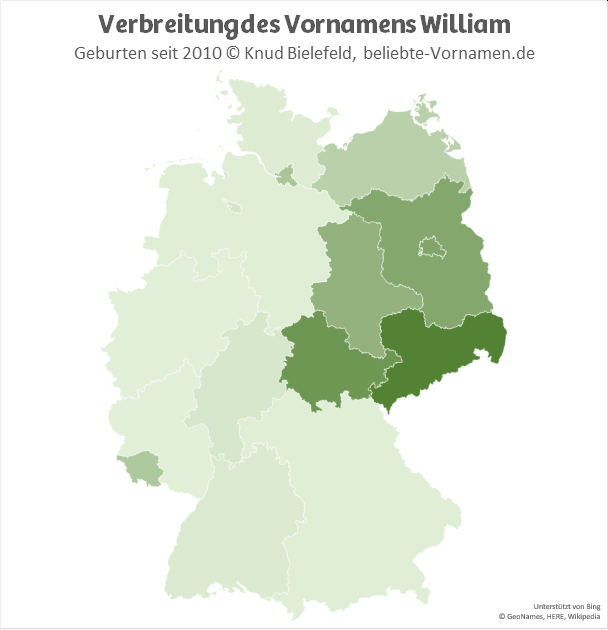 Besonders beliebt ist der Name William in Sachsen.