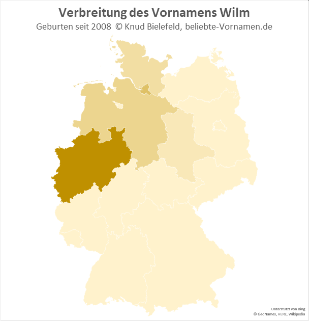 In Nordrehin-Westfalen ist der Name Wilm besonders beliebt.