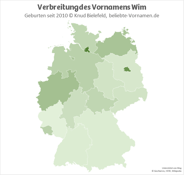 Am beliebtesten ist der Name Wim in Hamburg und in Berlin.