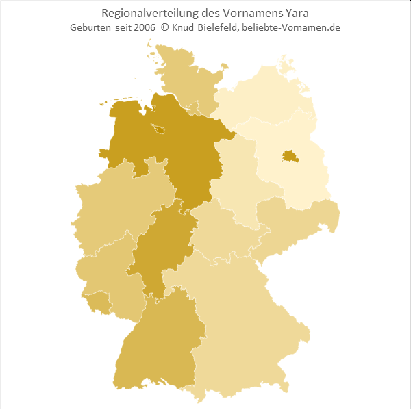 Am beliebtesten ist der Name Yara in Bremen und Niedersachsen.