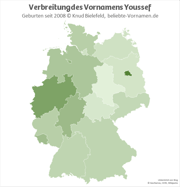 Am beliebtesten ist der Name Youssef in Berlin und in Nordrhein-Westfalen.