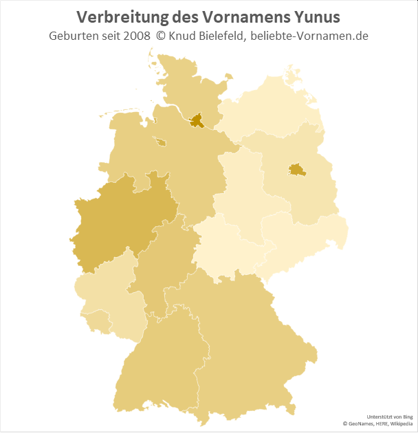 Am beliebtesten ist der Name Yunus in Hamburg.