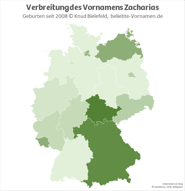 Am beliebtesten ist der Name Zacharias in Thüringen.
