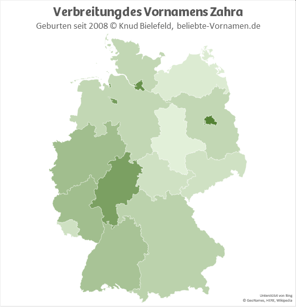 Am beliebtesten ist der Name Zahra in Berlin und in Hamburg.