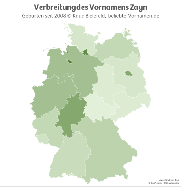 In Hamburg und Bremen ist der Name Zayn am beliebtesten.