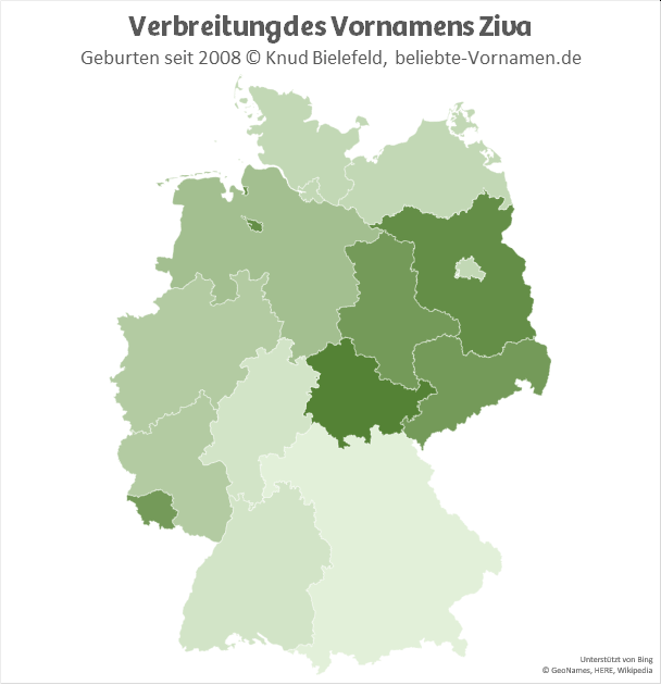 In Thüringen ist der Name Ziva besonders beliebt.